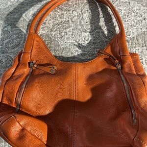 Elegant Orange Leather Tote Bag